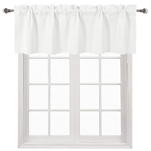 DWCN Valances for Windows Rod Pocket Window Valance Curtains for Kitchen Livingroom 60 x 18 inch Long,1 Panel, White