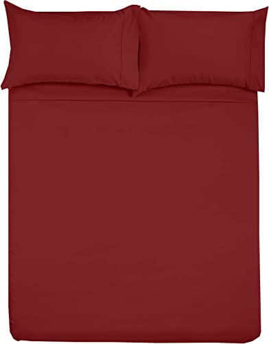 Shreem Linen Microfiber RV Sheet Sets, 70x80 Camper King, Burgundy Solid - Fits Mattresses up to 8 Inches Deep, 4 Piece RV Bed Sheets for Campers, Motorhomes, and Travel Trailers