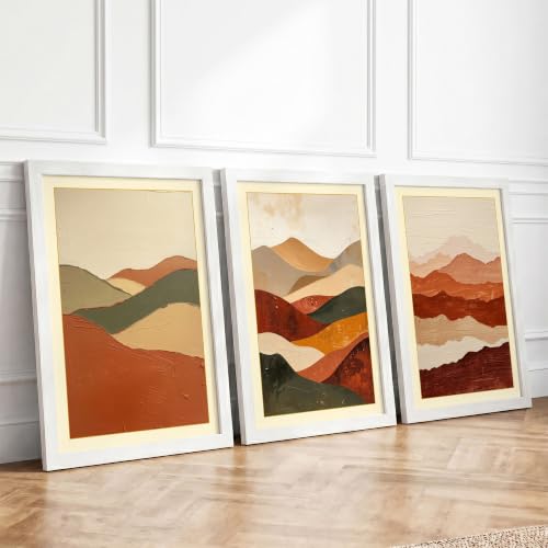 Layered Earth Minimalist Set of 3 Framed Wall Art Prints A4 (29.7×21cm)