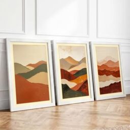 Layered Earth Minimalist Set of 3 Framed Wall Art Prints A4 (29.7×21cm)