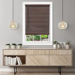 "Cordless Room Darkening Venetian Blind - 32 Inch Width, 64 Inch Length, 2"" Vinyl Slat Size - Mahogany - GII Luna Light Filtering Horizontal Mini Windows Blinds for Interior by Achim Home Decor"