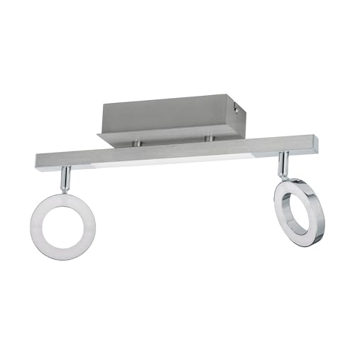 Eglo LED Ceiling lamp Cardillo, 2-Light Ceiling Spotlight Made of Aluminium, Metal and Plastic, Living Room lamp in Chrome, Warm White LED Hallway Light