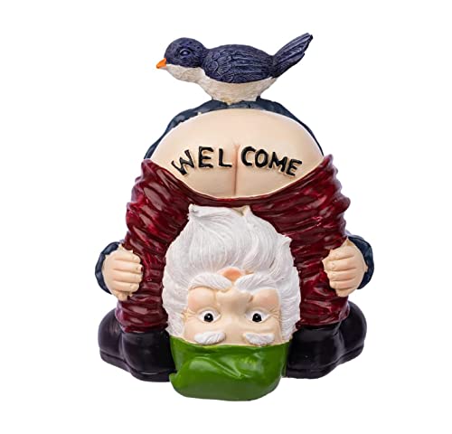Aopek Garden Gnomes Outdoor Funny Welcome Gnomes Statue Garden Gnome Figurine for Lawn Patio Yard Decoration