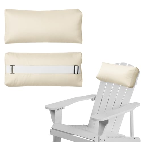 Rasugarlary Chaise Lounge Head Pillow, 2 Pack Outdoor Lounge Chair Pillows with Adjustable Strap Longue Head Pillow Headrest Pillows for Patio Backyard Beach Pool Garden Recliner(Beige)