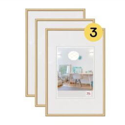 walther Design Picture Frame Gold 15 x 20 cm 3-Pack, New Lifestyle Plastic Frame KV520G3