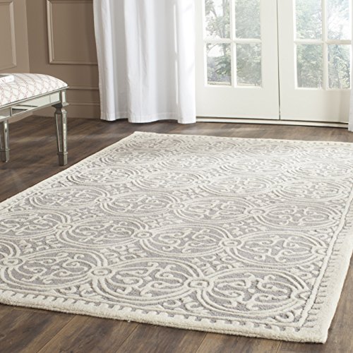 Safavieh Medallion Indoor Hand Tufted Rectangle Area Rug, Cambridge Collection, CAM123, in Silver / Ivory, 122 X 183 cm for Living Room, Bedroom or Any Indoor Space