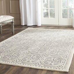 Safavieh Medallion Indoor Hand Tufted Rectangle Area Rug, Cambridge Collection, CAM123, in Silver / Ivory, 122 X 183 cm for Living Room, Bedroom or Any Indoor Space