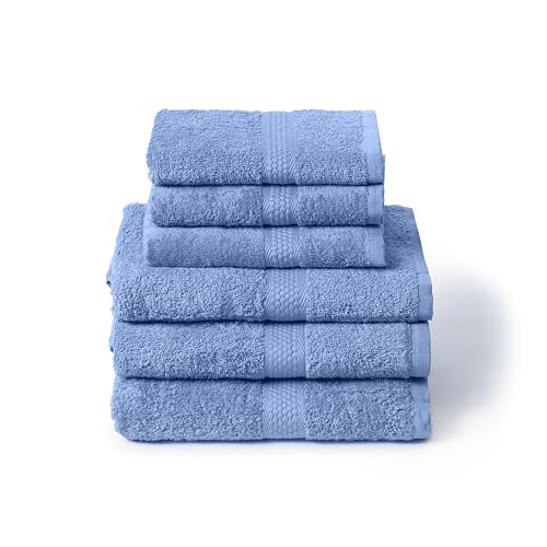 Caleffi Set of 6 Bath Towels with Guest – Consisting of 3 x Face Towel 55 x 100 cm + 3 x Bidet Towel 40 x 60 cm – 100% Soft and Ultra Absorbent Cotton – Shower, Face and Hospitality Bath Set