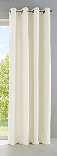 Gardinenbox Palermo 10000265 Opaque Curtain Matt Translucent with Eyelets and Tie Backs Decorative Curtain H x W 175 x 140 cm Cream