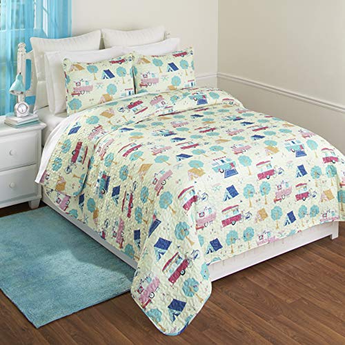 The Lakeside Collection Retro Glamping Lifestyle Twin Bed Quilt Set with 1 Pillow Sham