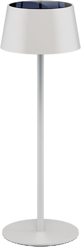 Goobay 73929 LED Table Lamp Solar/Infinitely Dimmable with Touch Control/Wireless LED Battery Table Lamp for Indoor and Outdoor Use IP44 / 150 lm and 3000 K Warm White, USB-C, White