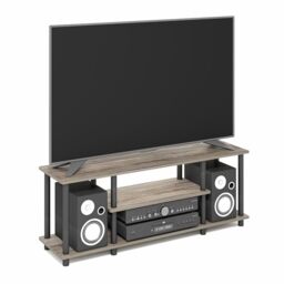Furinno TURN-N-TUBE TV Stand, 3-Tier Entertainment Center with Open Shelves, TV Console for TV up to 50 Inch, for Living Room, Bedroom, French Oak