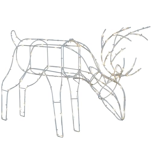 WeRChristmas 3D Grazng Reindeer Silhouette Christmas Decoration, Warm White, 71 cm
