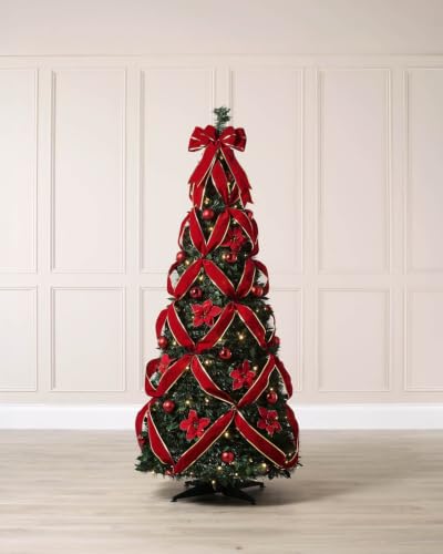 Pre-Lit Pop-Up Poinsettia Christmas Tree, 6 ft