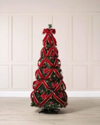 Pre-Lit Pop-Up Poinsettia Christmas Tree, 6 ft