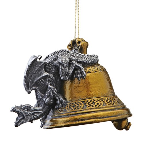 Christmas Tree Ornaments - Humdinger the Bell Ringer Gothic Dragon Holiday Ornament - Dragon Statue - Christmas Decorations