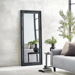 Julian Bowen Palais Black Lean-To Dress Mirror - H170 x W70 x D6cm