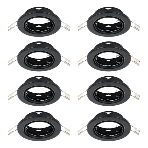 Eglo Set of 8 recessed spotlights Agulo, Swivel Ceiling Lights, Round Spots Without Bulbs, Black Steel Lamps, GU10 Base, Ø 8.6 cm