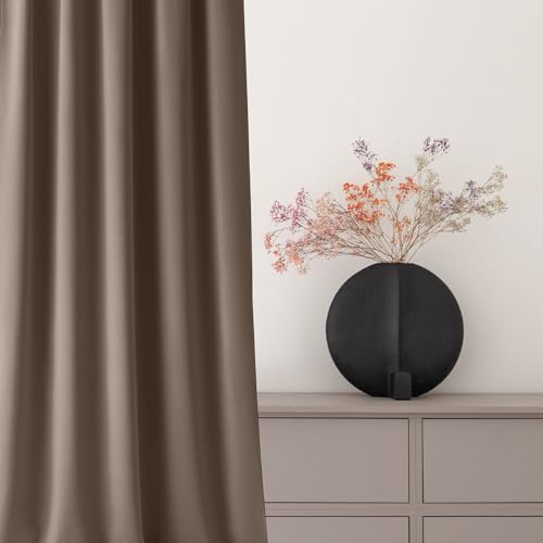 ROOM99 Aura Curtain with Rod Pocket 140 x 280 cm Width x Height, Window Decoration, Curtains and Interior Draperies for Living Room, Bedroom, Modern Smooth Nugat, 1 Piece