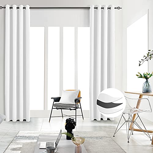 JSFLY Blackout Curtains for Bedroom 2 Panels 62 W x 106 L Long Ash White - Thermal Insulated Light Blocking Room Darkening Curtains Solid Grommet Window Drapes for Living room