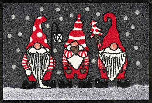 wash+dry Doormat Winter Gnomes 40 x 60 cm, Washable for Indoor and Outdoor Use
