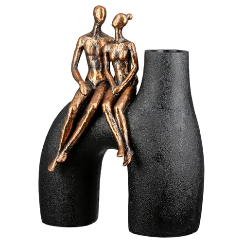 Casablanca Vase Movement - Resin - Black - Metallic Look - Height 26 cm - Man - Woman Shape