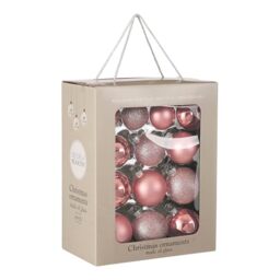 Mica Decorations Christmas Tree Baubles Set - 26 Pieces - Diameter 7 cm - Pink