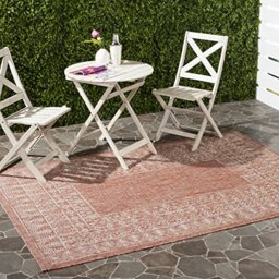 Safavieh Contemporary Indoor/Outdoor Woven Rectangle Area Rug, Courtyard Collection, CY8482, in Red / Beige, 160 X 231 cm for Garden, Patio or Any Outdoor Space