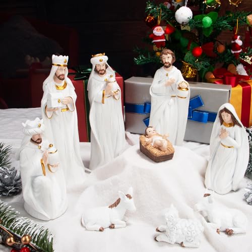 "KEEPKAP Nativity Sets for Christmas Indoor, Hand-Painted Nativity Scene Indoor 7.5"" Holiday Decoration, 9-Piece Set"