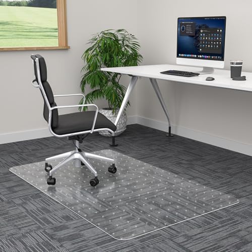 "100pointONE Office Chair Mat for Low Pile Carpet Floor, Clear Carpet Chair Mat for Home & Office, Sturdy Floor Mat for Office Chair 48""x30"""