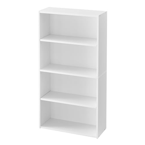 VASAGLE Bookshelf, 4-Tier Bookcase, Storage Shelving Unit, Display Shelf with Open Compartments, Adjustable Storage Shelves, for Living Room, Home Office, Bedroom, Cloud White LBC164T14