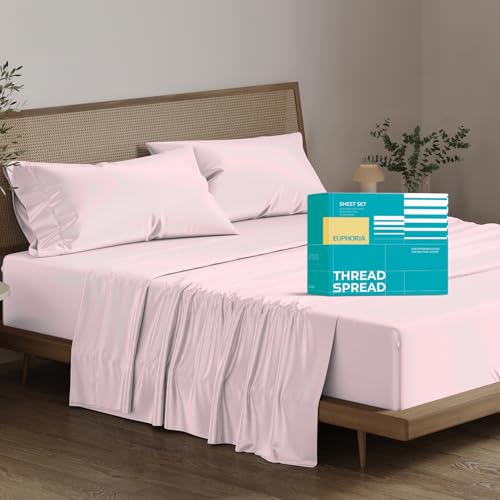 "Pure Cotton California Size Cotton Duvet Cover Set (Cal King, 800 Thread Count) Blush Pink Bedding and Pillowcases (4 Pieces) - Cotton Flat Sheet King Size - Satin Flat Sheet - 16"" Deep Pocket"