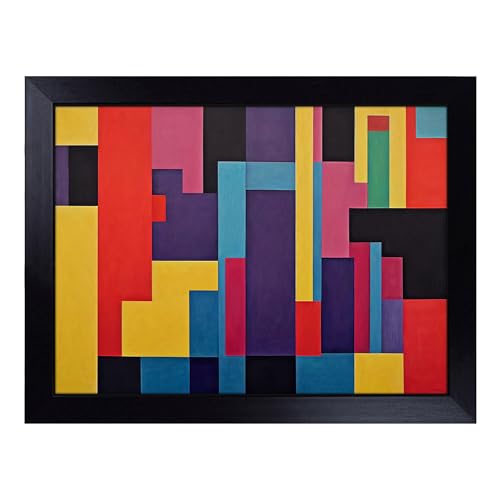 Lap Tray with Bean Bag Cushion, Bauhaus Abstract Art - Handmade in the UK, Raised Wooden Edge, Padded Cushion, Heat-Resistant Wipe-Clean Surface, for Meals, Laptops and Crafts