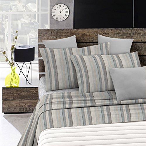 Italian Bed Linen Emotion Bed Set, Grey Striato, 1 Seater
