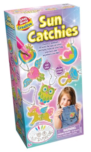 Small World Toys Creative Sun Catchies, 6 Pendant Charms Craft Kit with Chains, Paint and Accessories, Art Set for Ages 4+
