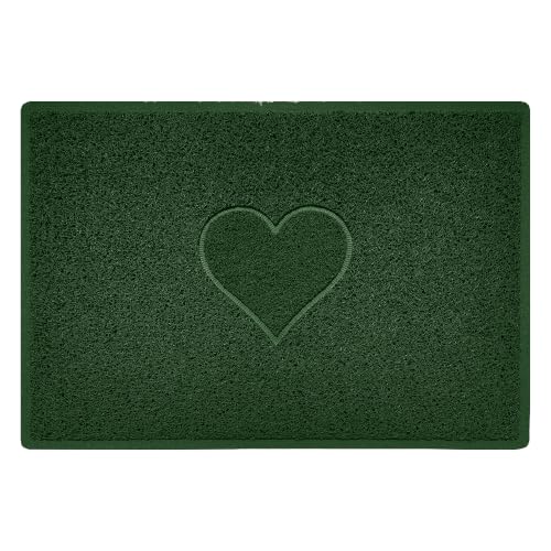Nicoman Heart Shape Embossed Entrance Door Mat Non Slip Dirt Trapper PVC Spaghetti Mat with Rubber Base, Jet Washable Quick Drying Doormat Indoor or Outdoor - (Large, Green, 90 x 60cm)