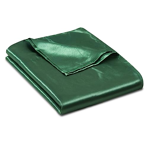 Ersmak Satin Flat Sheet Only, Single Flat Sheet Twin, Luxury & Ultra Soft Silky Bedding Top Sheet for Twin Mattress - Emerald Green