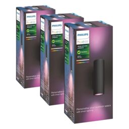 Philips Hue Appear Colour Smart LED Outdoor Wall Light, LED Outdoor Lighting for Patios and Gardens, Ambient Lighting Compatible with Alexa, Google Assistant and Apple Homekit (Pack of 3)