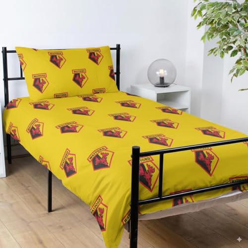 Officially Licensed Watford FC Single Bedding Set – Includes Pillowcase – Perfect for Kids – For Hornet