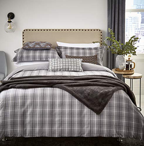Peacock Blue Hotel Valloire Duvet Cover, Brushed Cotton, Graphite, Super King