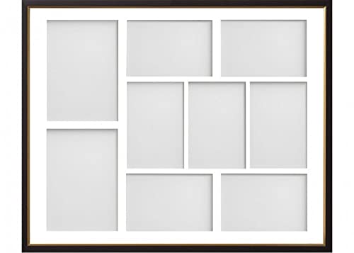Frame Company Drayton Multi Aperture Photo Frame, Black with Gold Inset, 20x16 for 6x4 inch (x7) 7x5 inch (x2)