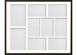 Frame Company Drayton Multi Aperture Photo Frame, Black with Gold Inset, 20x16 for 6x4 inch (x7) 7x5 inch (x2)
