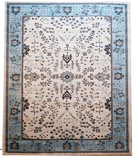 Aspect Herat Oriental/Persian/Floral Area Rug, Polypropylene, Grey/Teal, 230 x 160 x 0.4 cm