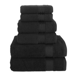 Elegant Comfort Premium Cotton 6-Piece Towel Set, Includes 2 Washcloths, 2 Hand Towels and 2 Bath Towels, 100% Turkish Cotton - Highly Absorbent and Super Soft Towels for Bathroom, Black