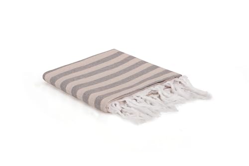 fouta Beach Towel, 100% Cotton, 90 x 170 cm - Absorbent, Soft and Washable at 30-40 °C - Elegant Brown for Beach and Spa