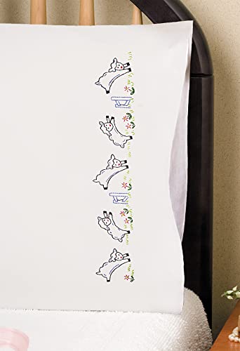 Tobin Stamped For Embroidery Pillowcase Pair Pillows Covers 20''X30''-Prancing Sheep