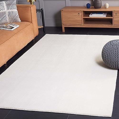 Safavieh Contemporary Rug Living Room, Dining Room, Bedroom - Machine Washable and Non Slip - Faux Rabbit Fur Collection, Short Pile, in Ivory, 152 X 213 cm