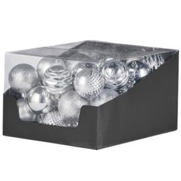 WeRChristmas 50 Piece Shatterproof Bauble Pack, Silver, 6 cm