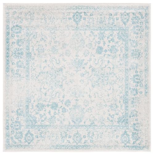 Safavieh Distressed Rug for Living Room, Dining Room, Bedroom - Adirondack Collection, Short Pile, in Ivory and Light Blue, 88 X 144 cm