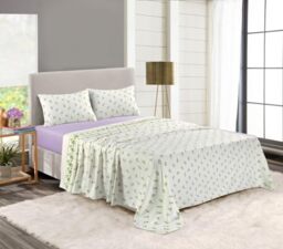Kampala Hill 100% Brushed Cotton Flannelette Sheet Set - Fitted Sheet, Flat Sheet, Pillow Case Purple Single